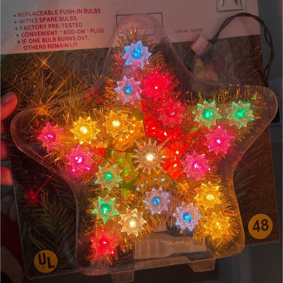 Vtg Christmas Tree Topper Star Lights Merrybrite Wall Plaque Flashing Star 7" - Picture 3 of 12
